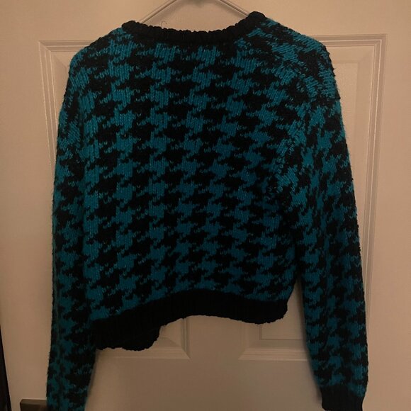 Zara Blue and Black Houndstooth Knit Sweater - Picture 1 of 3